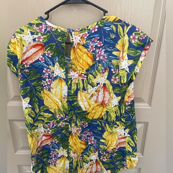 Rachel Roy RACHEL Floral Tropical Cap Sleeve Hi-Lo Top Size Small - Picture 3 of 5